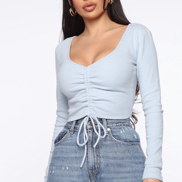 Fashion Nova • Blue “Cinch Me Down Top” 💙 - Picture 9 of 12